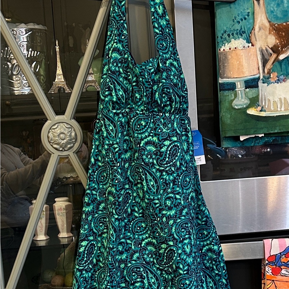 Lands' End Women's Swim Dress - Teal and Navy NWT XS